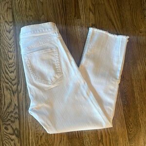 LOFT Women's White Cropped Jeans with Raw Hem